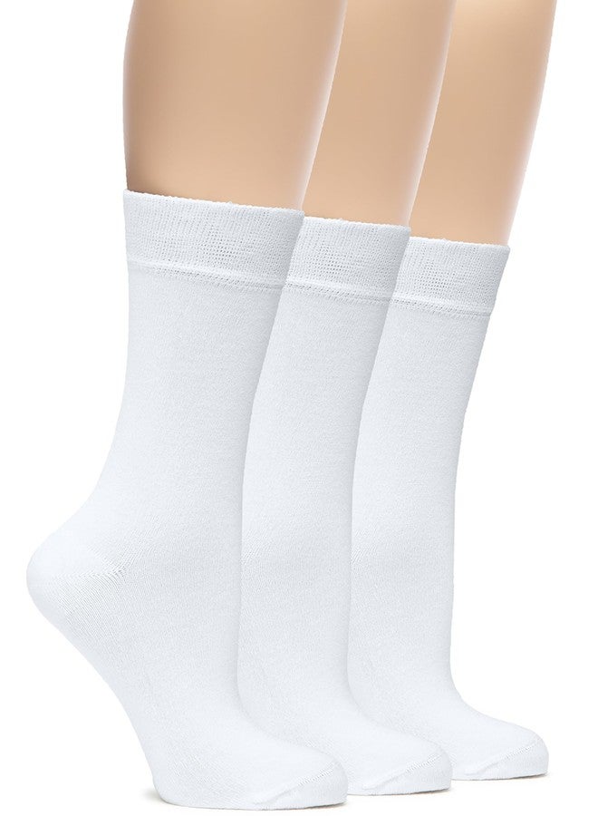 Hugh Ugoli Womens Rayon derived from Bamboo Dress Socks, Crew Soft Thin Calf Socks for Business, Trouser & Casual, White, 3 Pairs, Shoe Size: 6-9 - Image 1